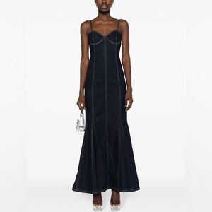 Alice + Olivia Navy Denim Maxi Dress with Halter dress